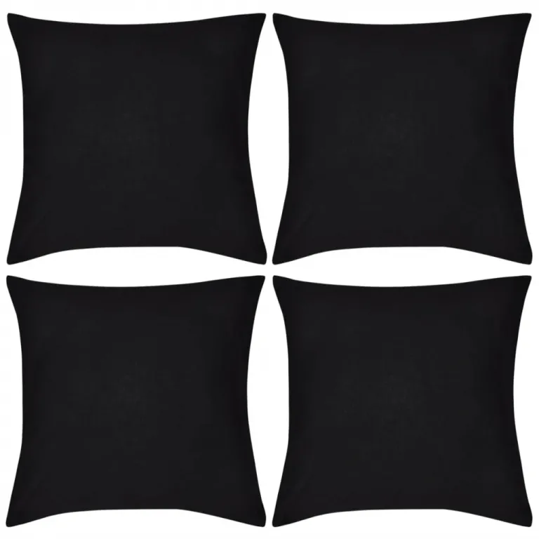 4 schwarze Kissenbezge Baumwolle 50 x 50 cm
