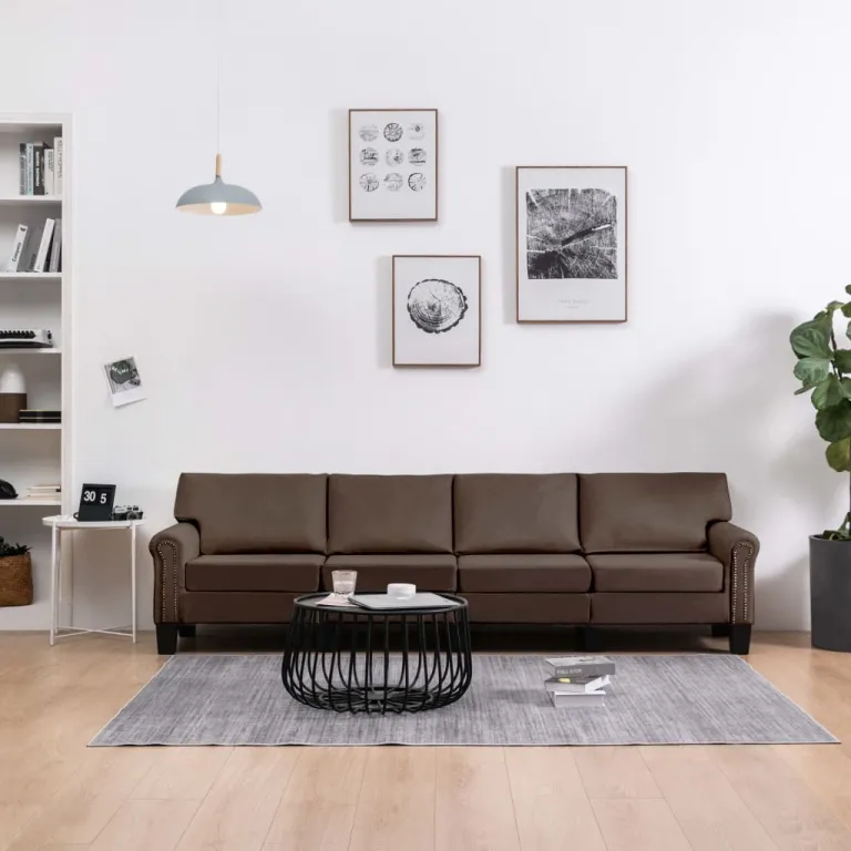 4-Sitzer-Sofa Braun Stoff Couch