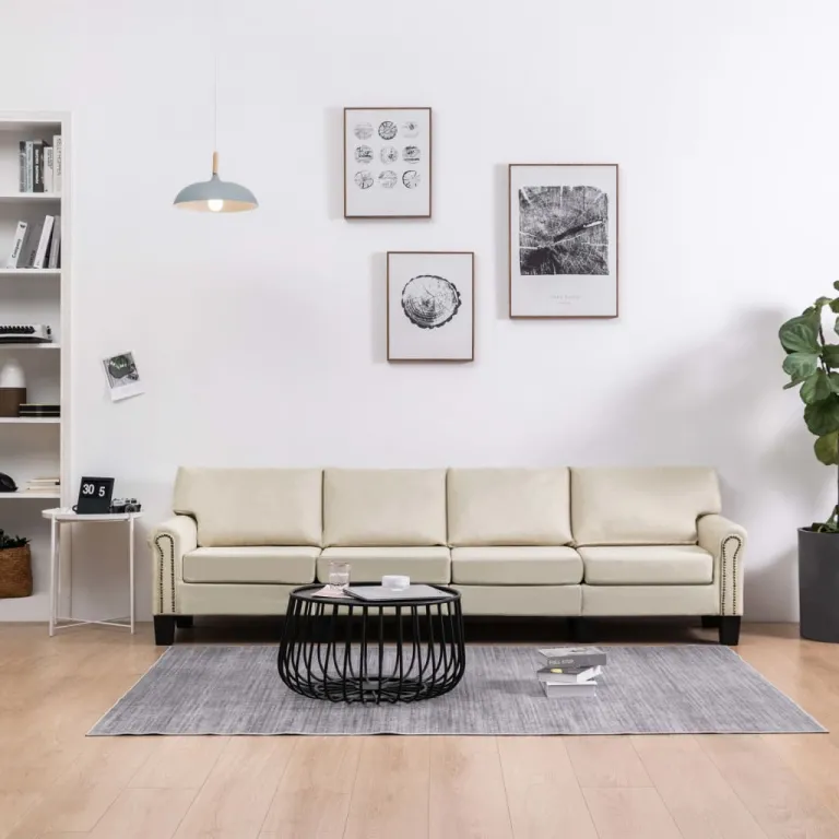 4-Sitzer-Sofa Creme Stoff Couch