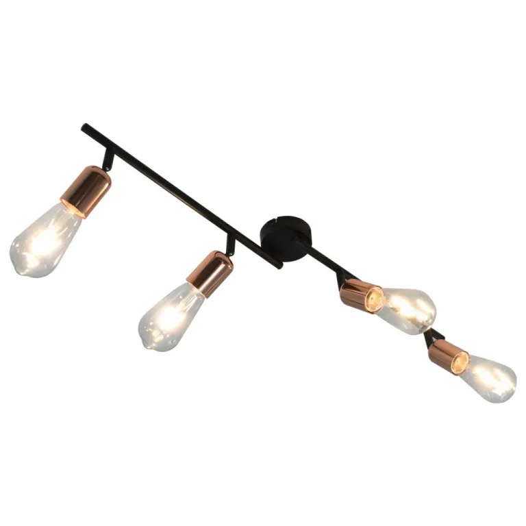 4-Wege Strahler mit Glhlampen 2 W Schwarz und Kupfer 60 cm E27 Deckenlampe Deck