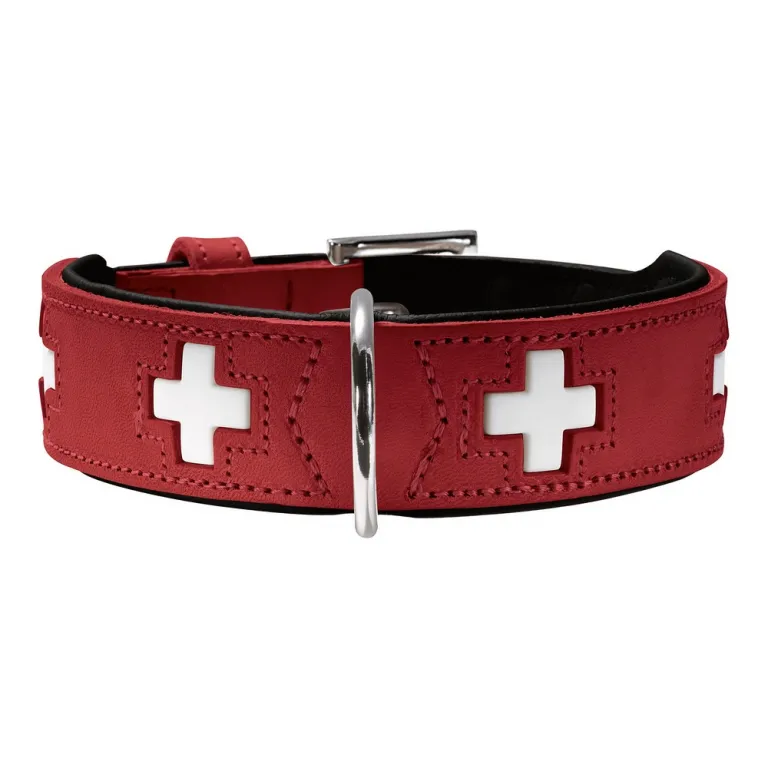 Hunter Hundehalsband Swiss Rot/Schwarz 41-49 cm Hund an der Leine