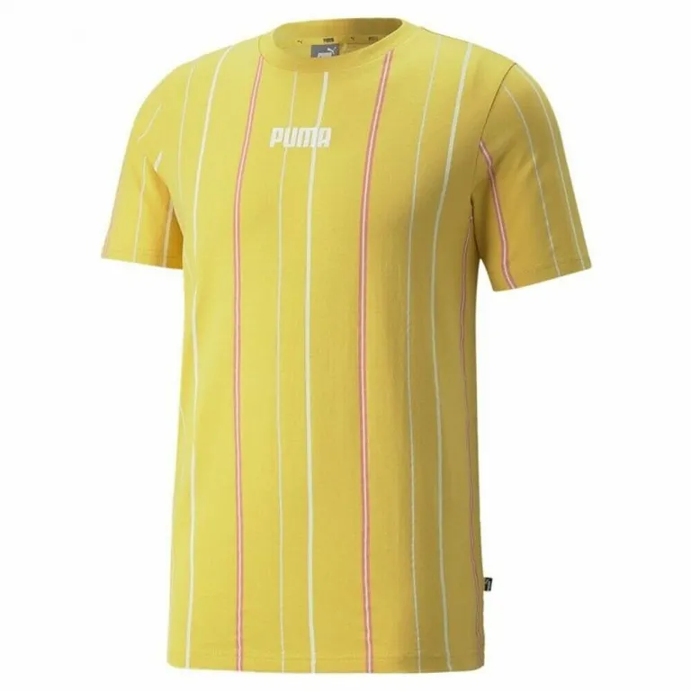Asics Puma Herren Kurzarm-T-Shirt Modern Basics Stripe M Gelb