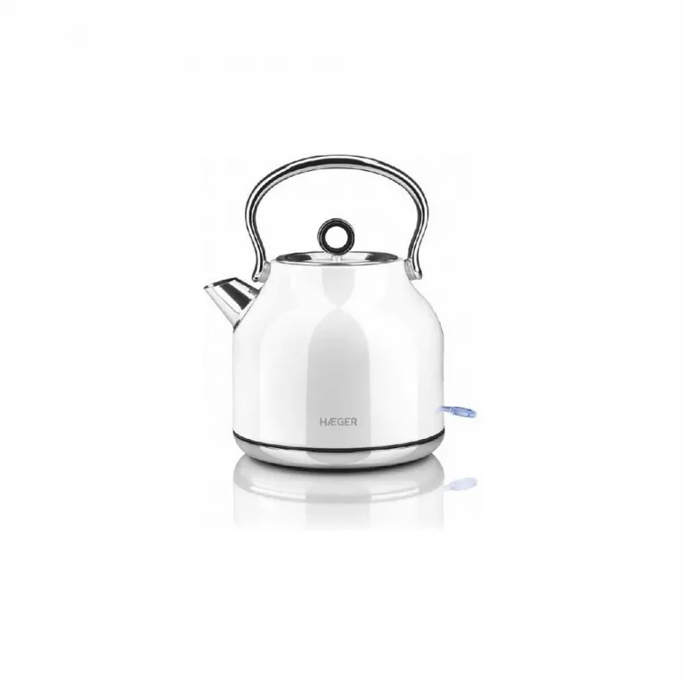 Haeger Wasserkocher mit Elektrischer Teekanne Art Deco White 1,7 L 2200W Edelstahl Wasserkessel