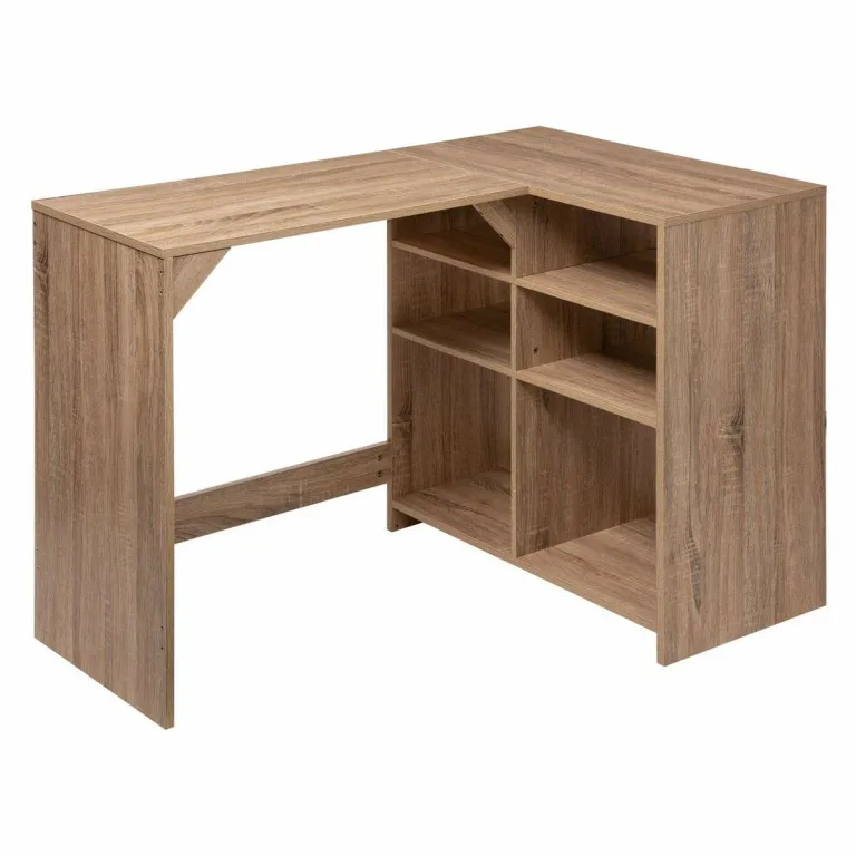 5five Schreibtisch 6 Regale L-Form natrlich Holz 110 x 75 x 69 cm Arbeitsplatz