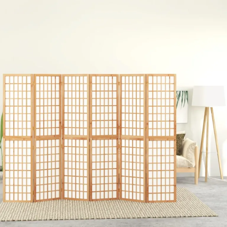 6-tlg. Paravent Japanischer Stil Faltbar 240x170 cm Raumteiler