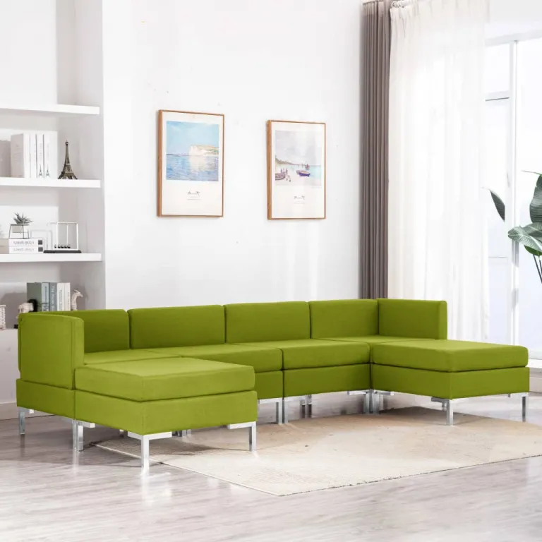 6-tlg. Sofagarnitur Stoff Grn Couch-Garnitur