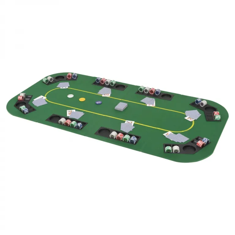 8-Spieler Poker Tischauflage Faltbar 4-fach Rechteckig Grn