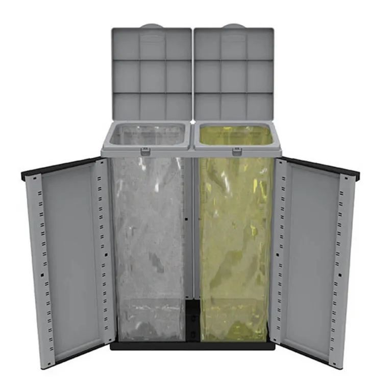 Mlleimer Mlltrennsystem Abfalleimer Recycling Schwarz/Grau 68 x 39 x 88,7 cm