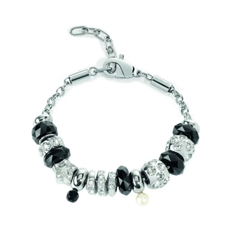Amen Morellato Damenarmreif SCZ245 Grau Edelstahl 19 cm  Damen Armband mit Beads Set