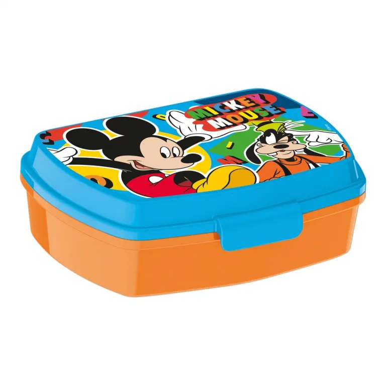 Mickey mouse Brotdose Lunchbox Kinder Mickey Mouse Happy smiles Kunststoff Rot Blau 17 x 5.6