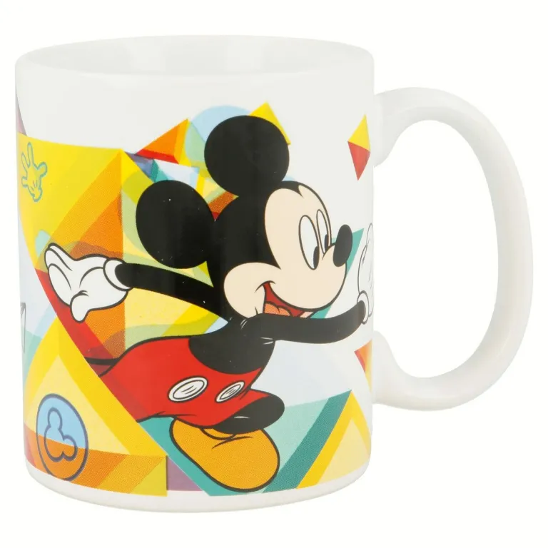 Henkelbecher Mickey Mouse Happy smiles aus Keramik Rot Blau 350 ml