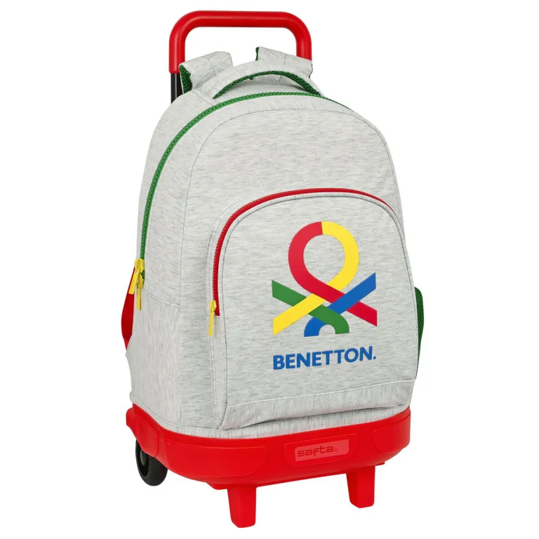 Benetton Kinder-Rucksack mit Rdern Pop Grau 33 x 45 x 22 cm