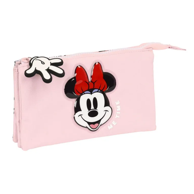 Minnie mouse Dreifaches Mehrzweck-Etui Minnie Mouse Me time Rosa 22 x 12 x 3 cm