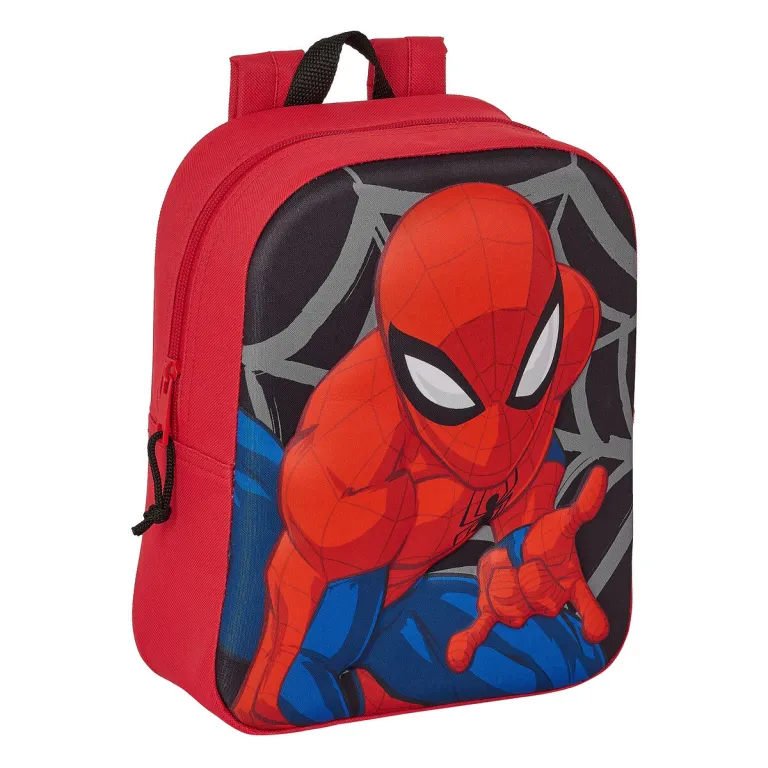 Spiderman Kinder Rucksack 3D Rot Schwarz 22 x 27 x 10 cm
