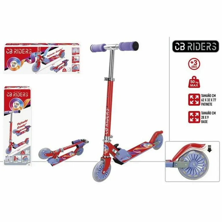 Colorbaby Scooter Rot Aluminium Kurzer Griff 77 cm