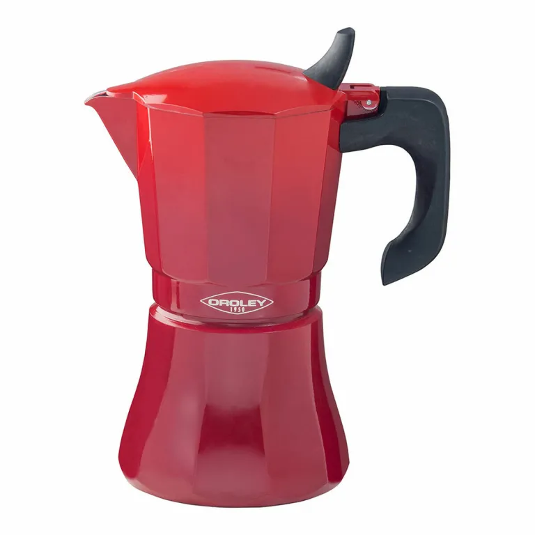 Oroley Espressokocher Italienische Kaffeemaschine Petra 6 Tassen Aluminium Rot