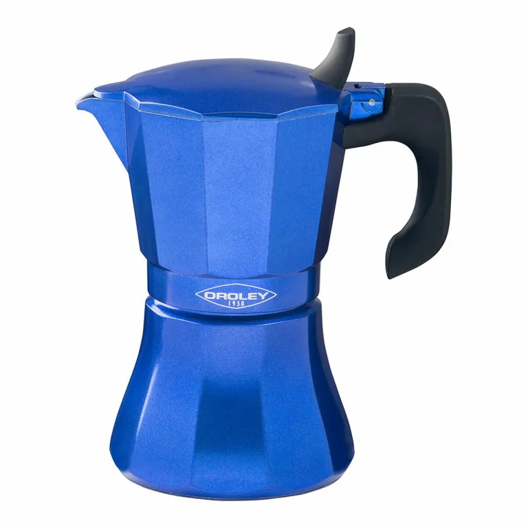 Oroley Espressokocher Italienische Kaffeemaschine Petra 6 Tassen Blau Aluminium