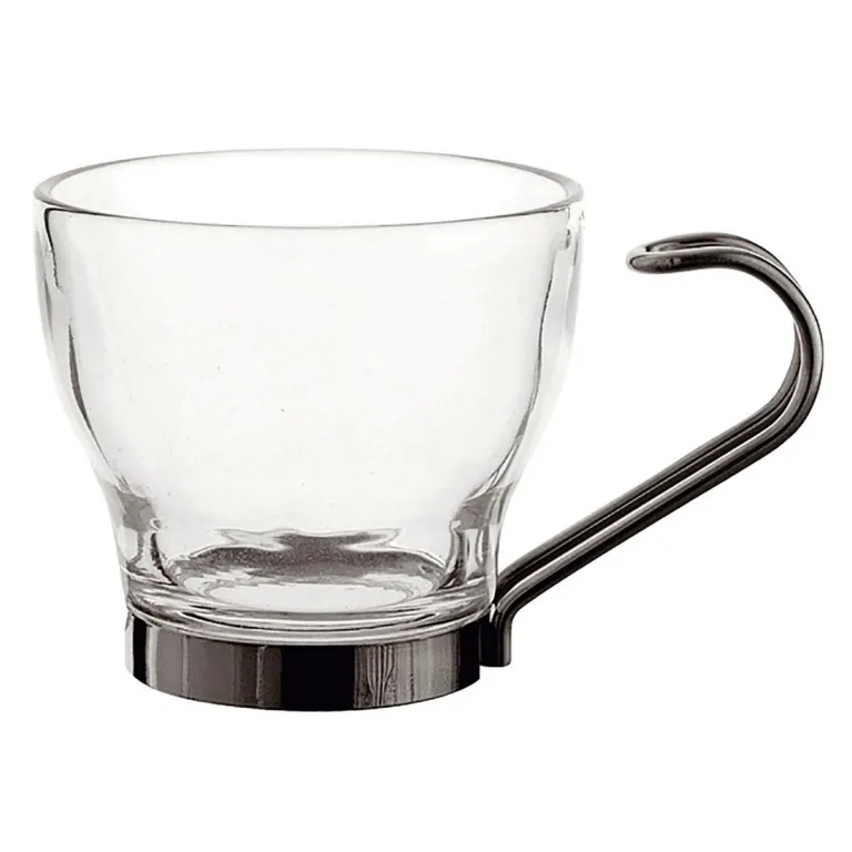 Quid Satz von Kaffeetassen Durchsichtig Stahl Glas 11 cl 3 Stck