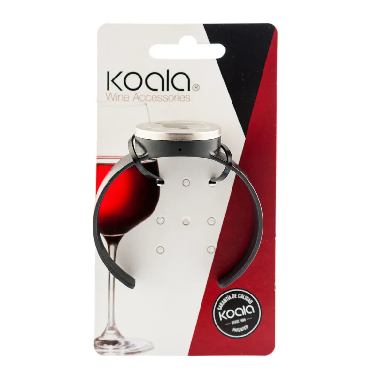Koala Wein-Thermometer Uhr Schwarz Kunststoff 7,5 x 7,5 cm Pack 12x