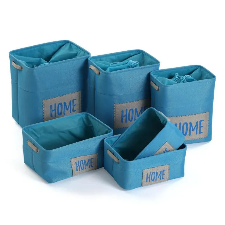 Korb-Set Home Blau Textil 30 x 40 x 45 cm 6 Stcke