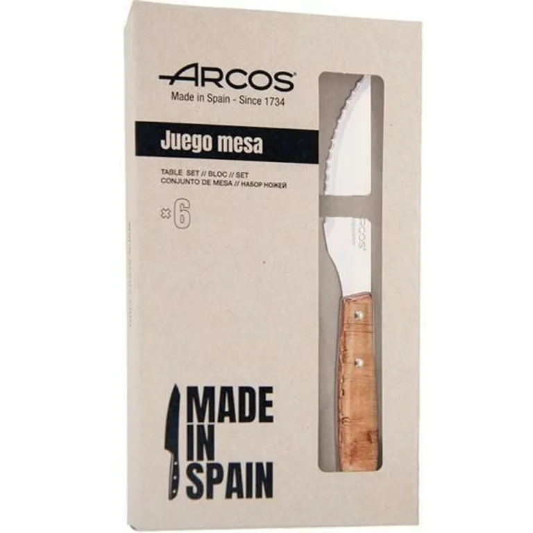 Arcos Steakmesser Messerset 11 cm Holz Edelstahl 6 Stck Holzgriff