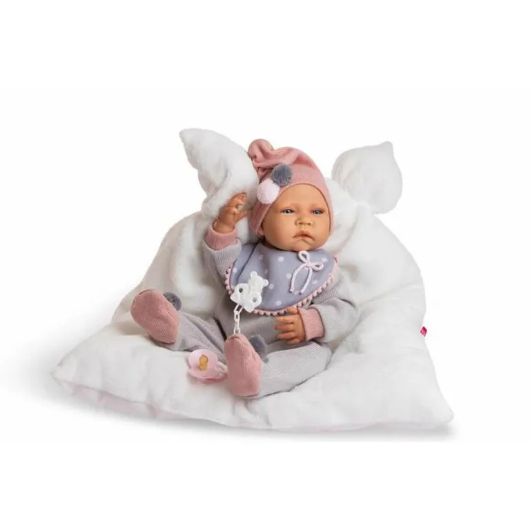 Berjuan Puppe Babypuppe Spielpuppe Baby-Puppe Puppe New Born 45 cm Grau