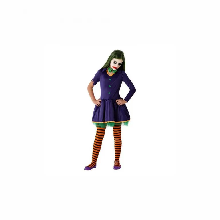 Halloween Karnevalskostm Fasching Verkleiden Mdchen Joker Clown Kleid lila