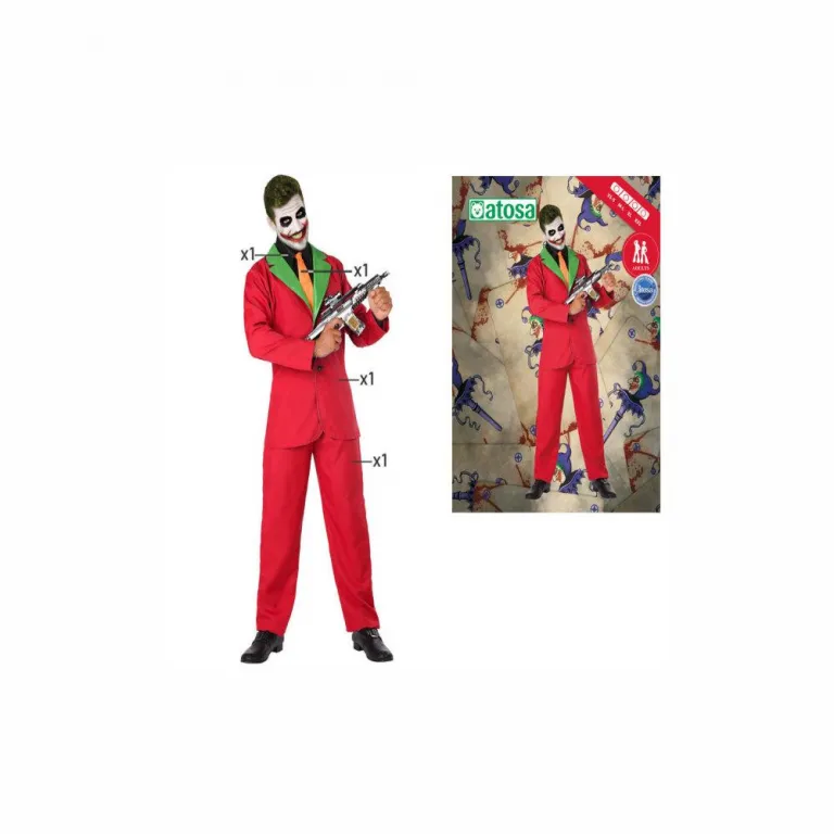 Halloweenkostm Karnevalskostm Fasching Verkleiden Herren Clown Joker Rot