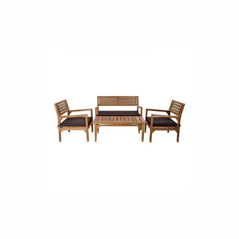 Dkd home decor Tisch mit 3 Sesseln DKD Home Decor Teakholz (4 teilig) Holz Sitzgruppe Set
