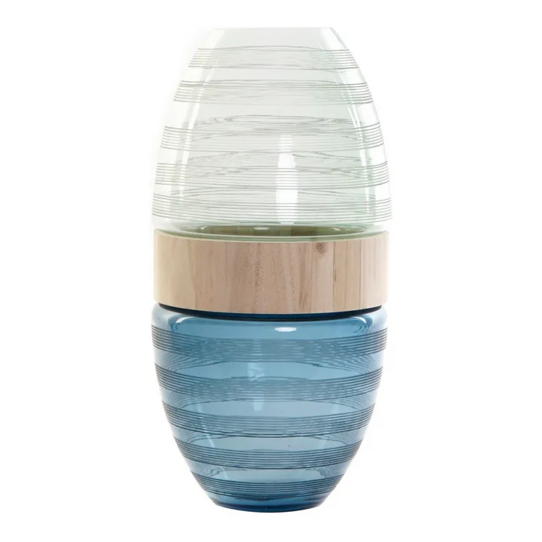 Dkd home decor Vase DKD Home Decor Blau Minze Holz Glas Moderne (21 x 21 x 43 cm)
