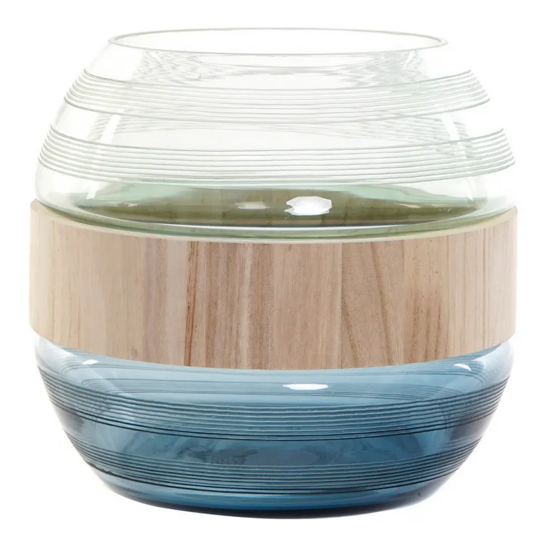 Dkd home decor Vase DKD Home Decor Blau Minze Holz Glas Moderne (25 x 25 x 22 cm)