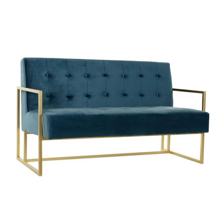 Dkd home decor Sofa DKD Home Decor Blau Polyester Metall Moderne Golden 128 x 70 x 76 cm