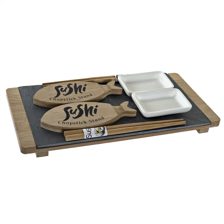 Dkd home decor Sushi-Set DKD Home Decor aus Keramik Tafel Bambus 9 teilig