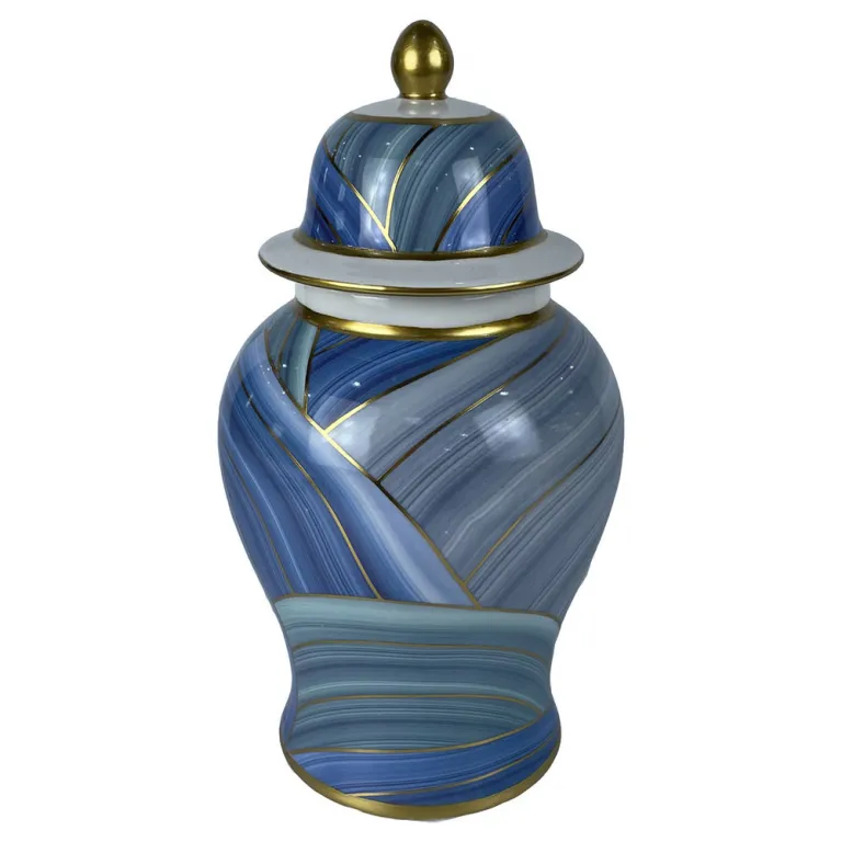 Dkd home decor Vase DKD Home Decor Porzellan Blau Moderne 17 x 17 x 31 cm