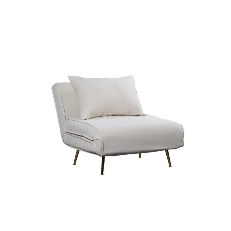 Dkd home decor Schlafsofa DKD Home Decor Metall Polyester Creme 90 x 90 x 84 cm Schlafcouch Schlaffunktion