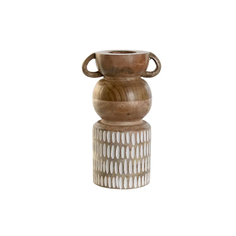 Home esprit Vase Home ESPRIT Wei Braun Mango-Holz Historischer Safari-Stil 16 x 10 x 23 cm
