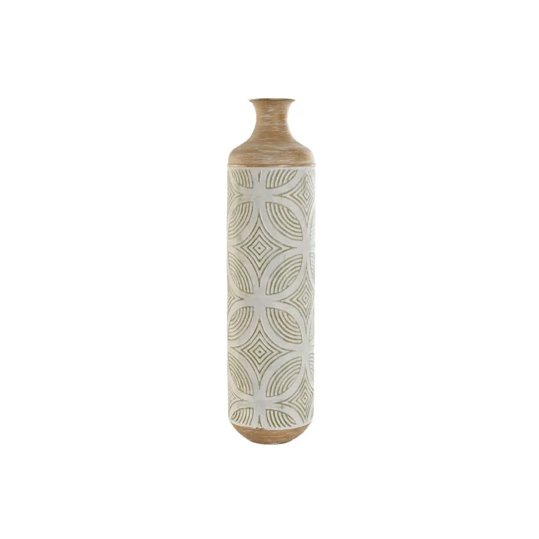 Home esprit Vase Home ESPRIT grn Beige natrlich Metall Tropical 18 x 18 x 66 cm