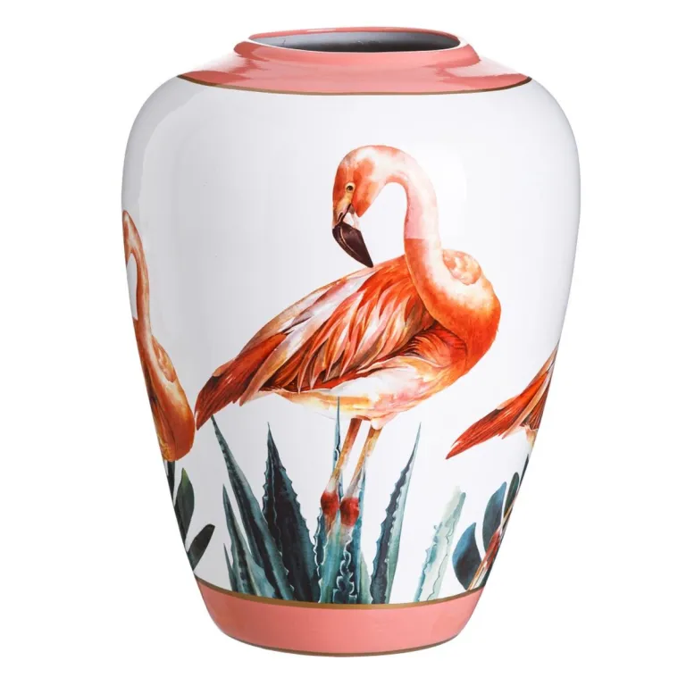 Vase aus Keramik Koralle Wei Flamingo 36 x 36 x 48 cm