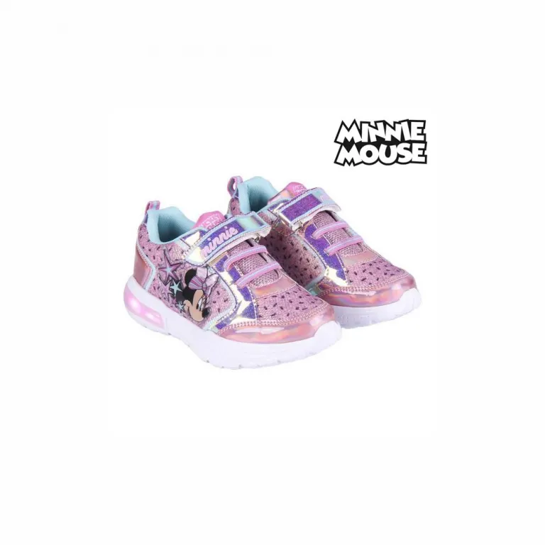 Kinderschuhe Sportschuhe Sneaker Klett Turnschuhe mit LED Minnie Maus rosa