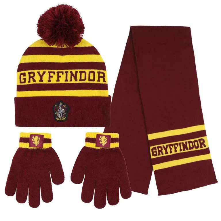 Harry Potter Gryffindor Mtze Schal und Handschuhe Set Rot Unisex Herren Damen