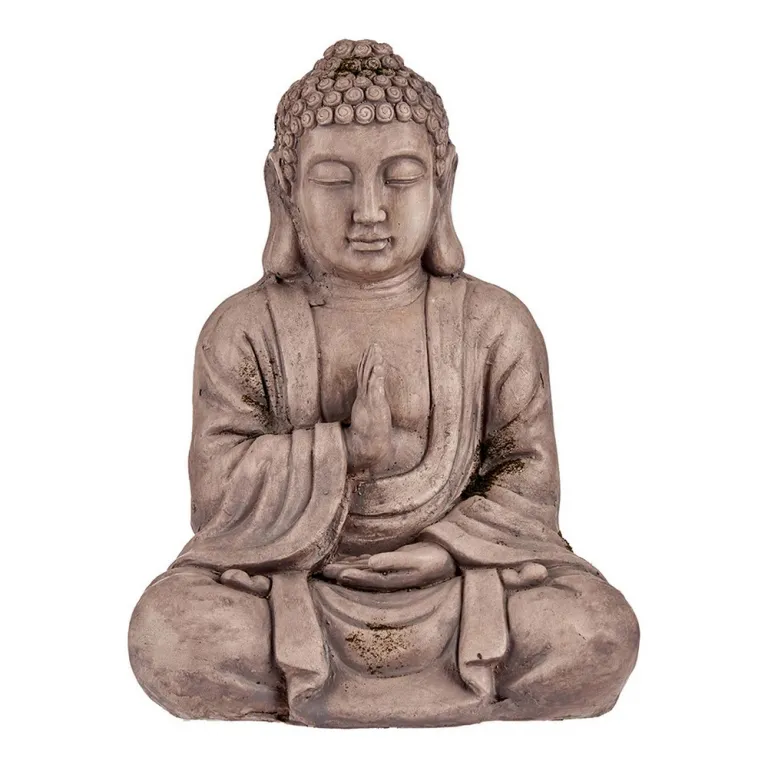 Dekorative Figur fr den Garten Buddha Grau Polyesterharz 23,5 x 49 x 36 cm