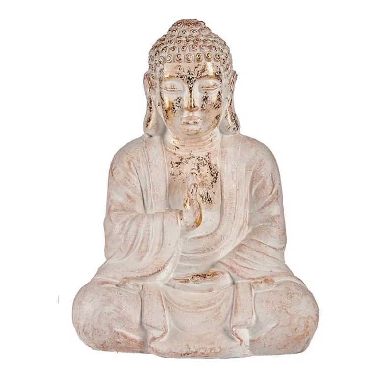 Dekorative Figur fr den Garten Buddha Wei/Golden Polyesterharz 23,5 x 49 x 36 cm