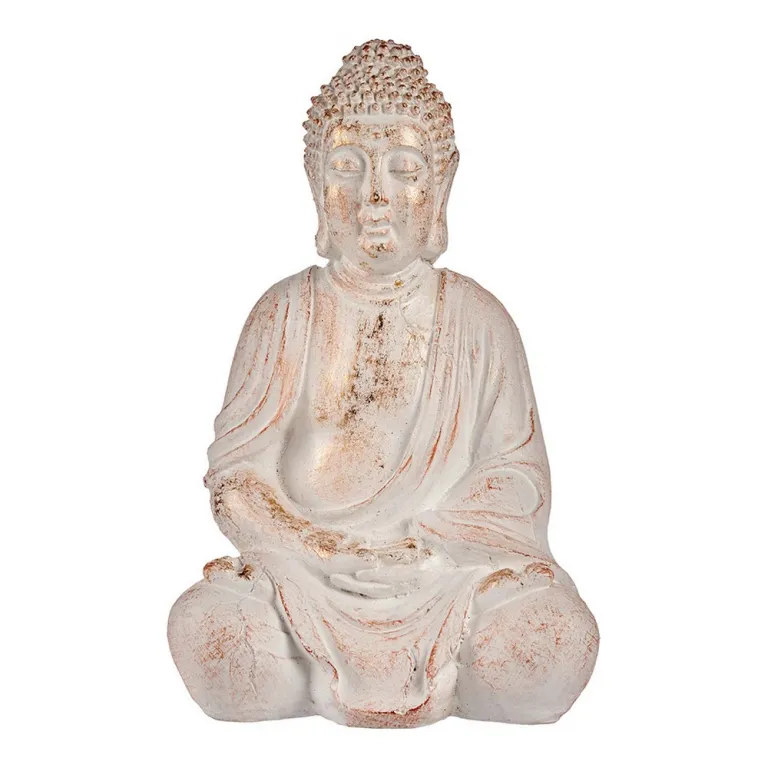 Dekorative Figur fr den Garten Buddha Wei/Golden Polyesterharz 24,5 x 50 x 31,8 cm