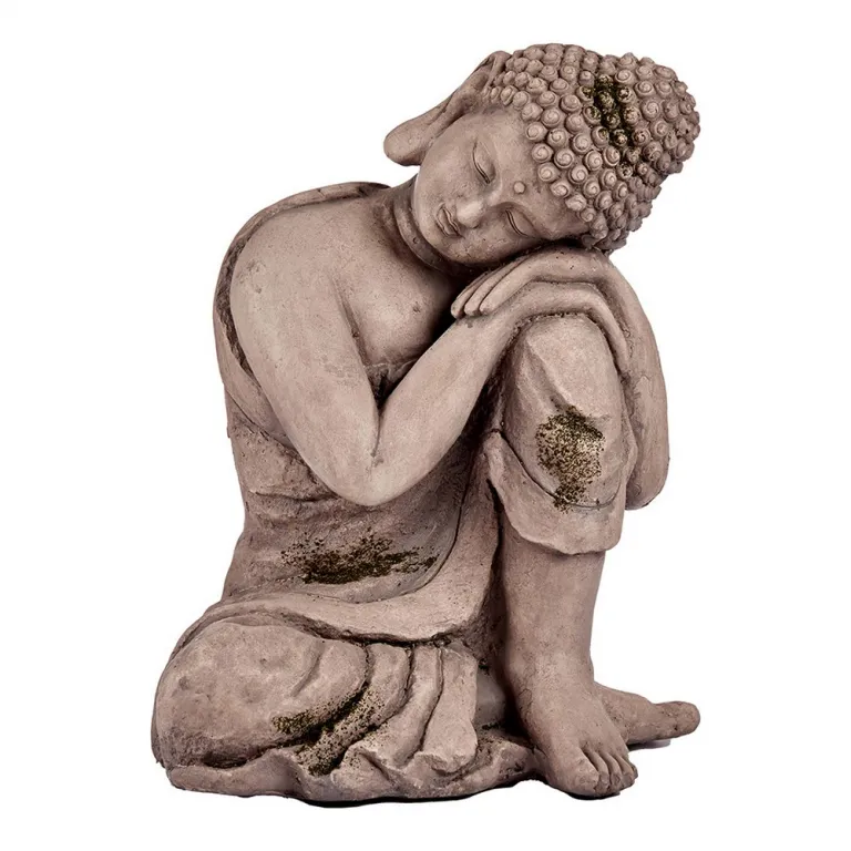 Dekorative Figur fr den Garten Buddha Grau Polyesterharz 28,5 x 43,5 x 37 cm