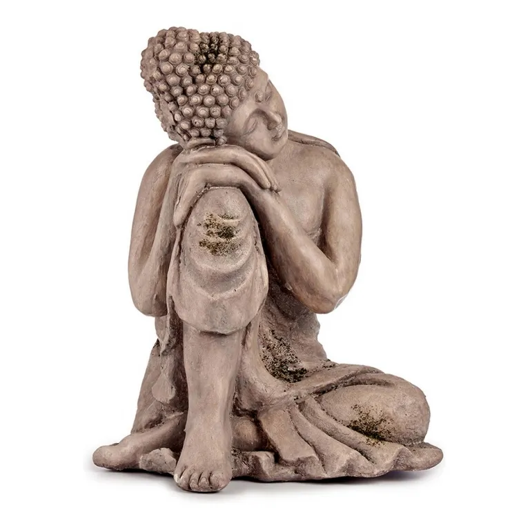 Dekorative Figur fr den Garten Buddha Grau Polyesterharz 34,5 x 54,5 x 31 cm