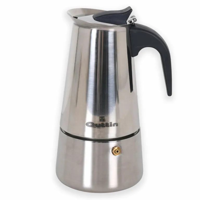 Quttin Italienische Kaffeemaschine Silber Edelstahl 4 Tassen Espressokocher