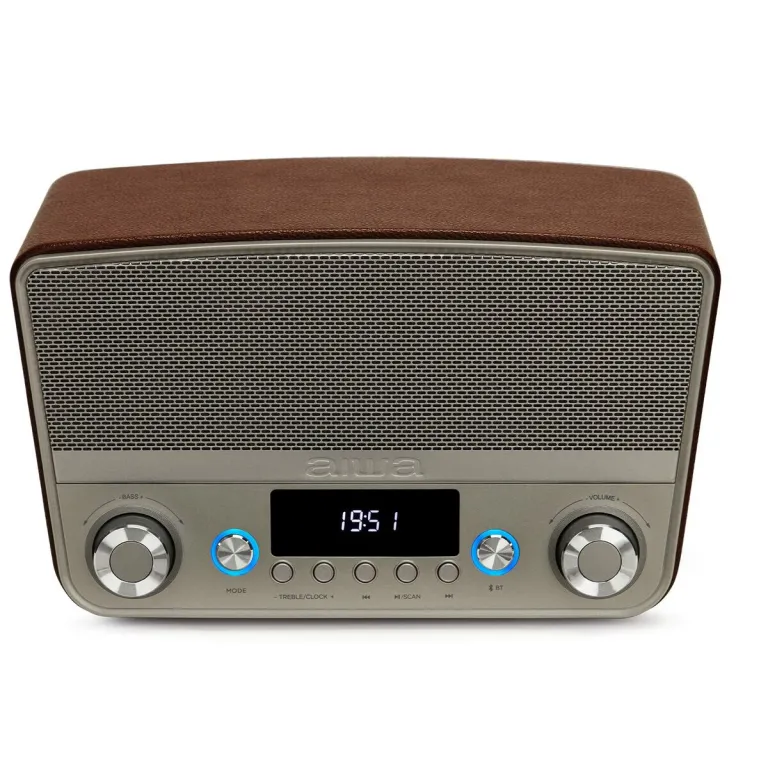 Aiwa Radio BSTU750BR 50W Lautsprecher Silberfarben Braun Vintage