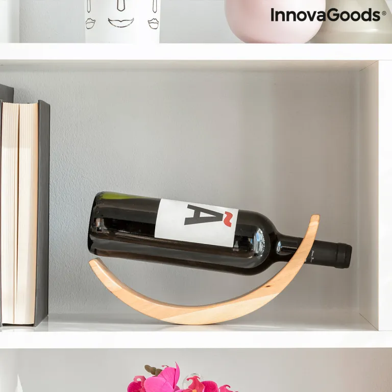 Innovagoods Pendelnder Weinflaschenhalter aus Holz Woolance InnovaGoods Weinregal