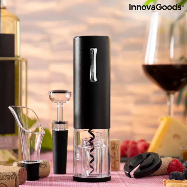 Innovagoods Elektrischer Wiederaufladbarer Korkenzieher mit Zubehr fr Wein Corklux InnovaGoods