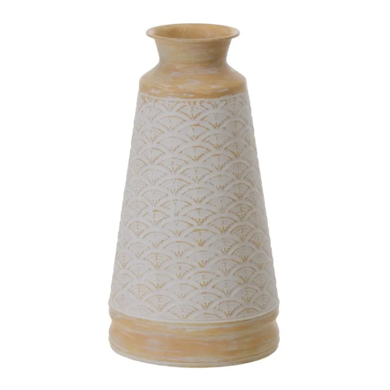 Vase 22 x 22 x 41,5 cm natrlich Metall Wei